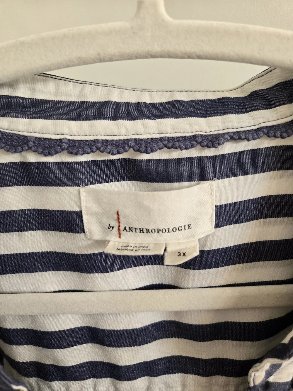 Anthropologie Darcey Popover Swing Top Blue Striped Blouse 3X Like New